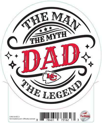 Fan Creations Decal Kansas City Chiefs 3in Decal The Man The Legend