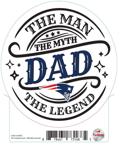 Fan Creations Decal New England Patriots 3in Decal The Man The Legend