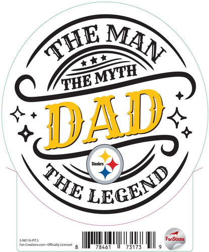 Fan Creations Decal Pittsburgh Steelers 3in Decal  The Man The Legend