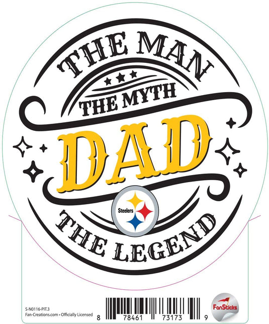 Fan Creations Decal Pittsburgh Steelers 3in Decal  The Man The Legend