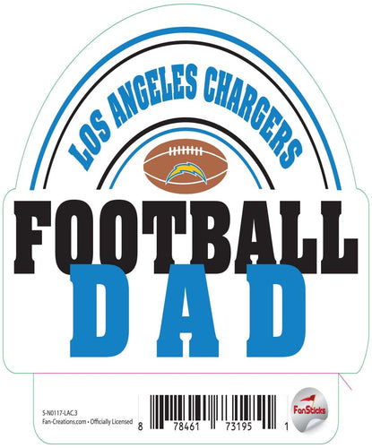 Fan Creations Decal Los Angeles Chargers 3in Decal Football Dad