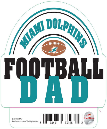Fan Creations Decal Miami Dolphins 3in Decal Football Dad