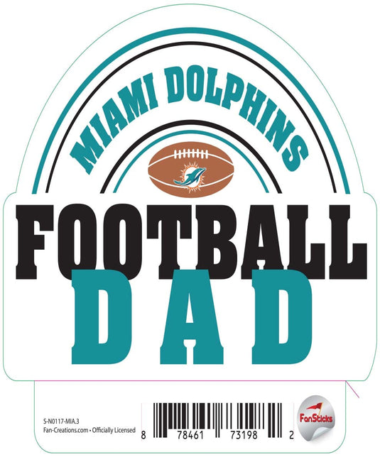 Fan Creations Decal Miami Dolphins 3in Decal Football Dad
