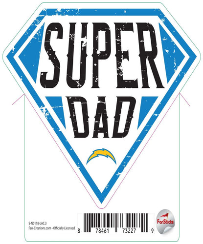 Fan Creations Decal Los Angeles Chargers 3in Decal Super Dad