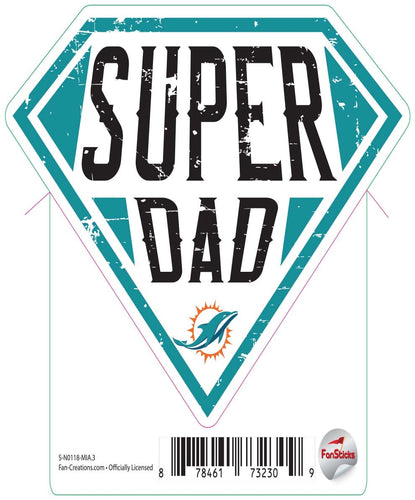 Fan Creations Decal Miami Dolphins 3in Decal Super Dad