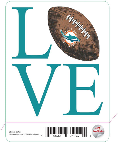 Fan Creations Decal Miami Dolphins 3in Decal Love