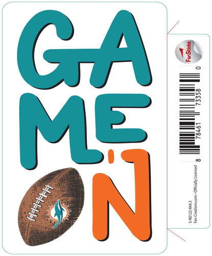 Fan Creations Decal Miami Dolphins 3in Decal Game On