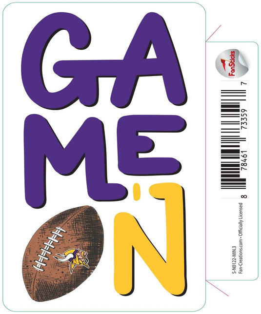 Fan Creations Decal Minnesota Vikings 3in Decal Game On