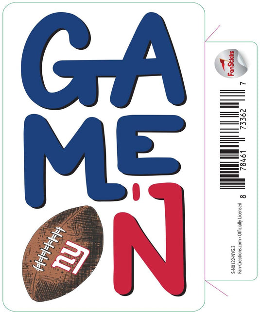Fan Creations Decal New York Giants 3in Decal Game On