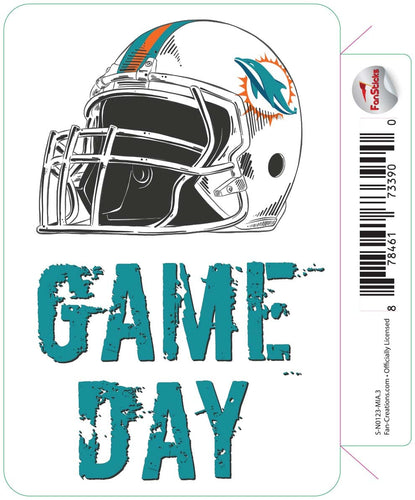 Fan Creations Decal Miami Dolphins 3in Decal Game Day Helmet