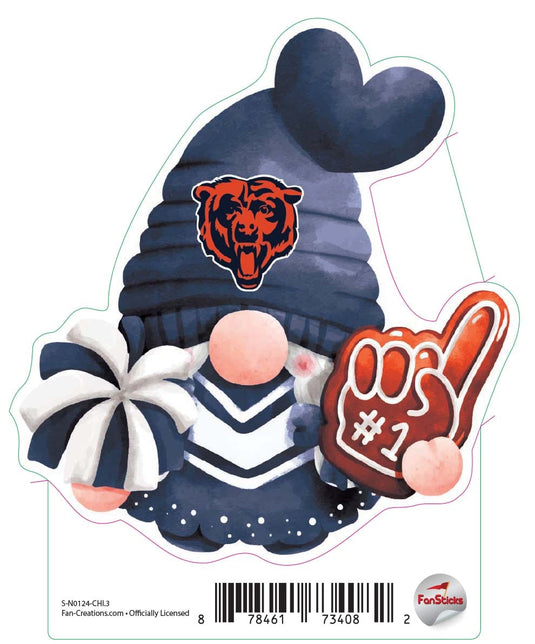 Fan Creations Decal Chicago Bears 3in Decal Gnome with Foam Finger