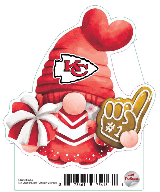 Fan Creations Decal Kansas City Chiefs 3in Decal Gnome with Foam Finger