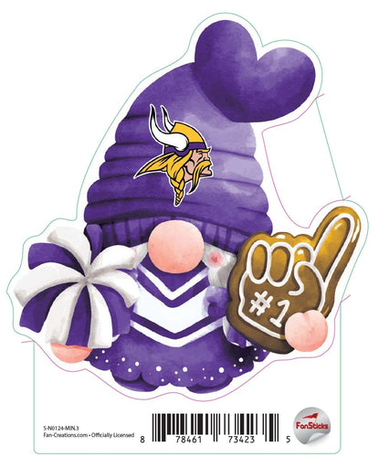 Fan Creations Decal Minnesota Vikings 3in Decal Gnome with Foam Finger