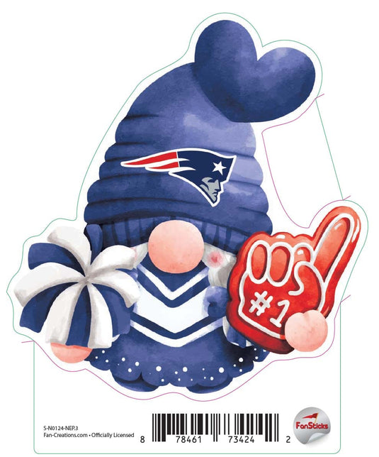 Fan Creations Decal New England Patriots 3in Decal Gnome with Foam Finger