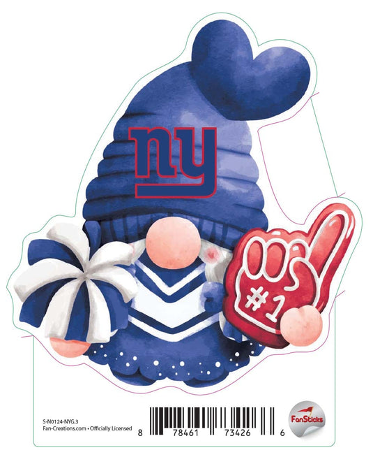 Fan Creations Decal New York Giants 3in Decal Gnome with Foam Finger