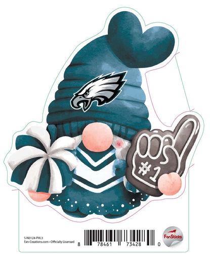 Fan Creations Decal Philadelphia Eagles 3in Decal Gnome with Foam Finger