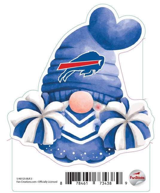 Fan Creations Decal Buffalo Bills 3in Decal Gnome with Pompoms