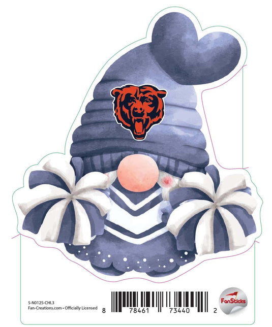 Fan Creations Decal Chicago Bears 3in Decal Gnome with Pompoms