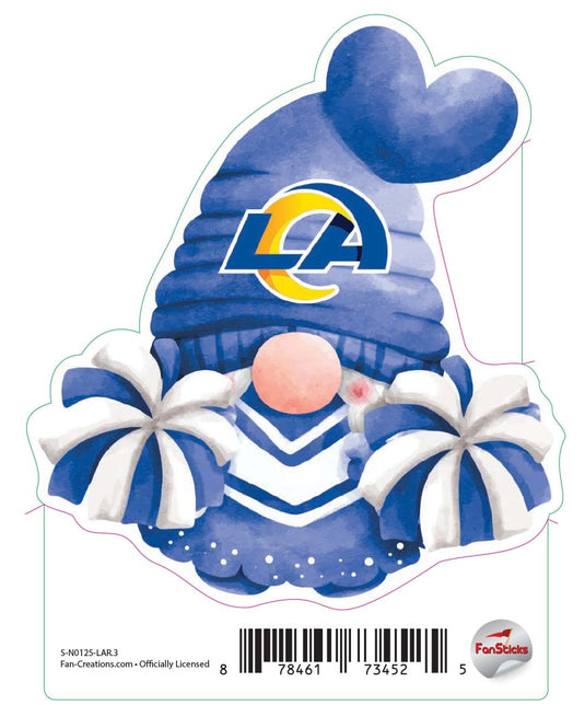 Fan Creations Decal Los Angeles Rams 3in Decal Gnome with Pompoms