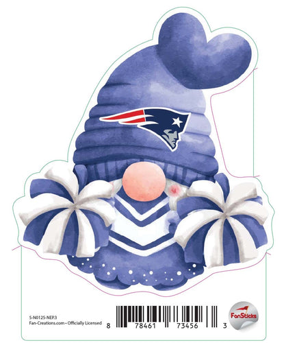 Fan Creations Decal New England Patriots 3in Decal Gnome with Pompoms