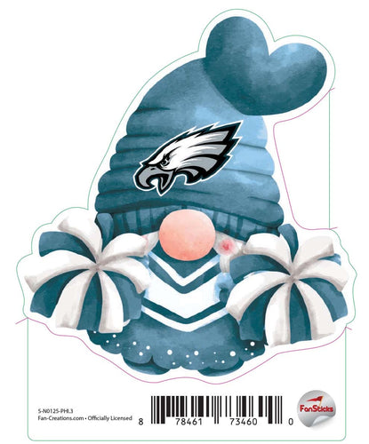 Fan Creations Decal Philadelphia Eagles 3in Decal Gnome with Pompoms