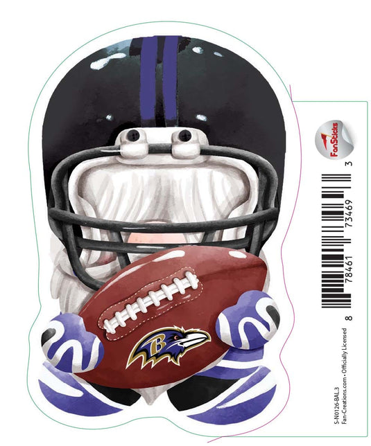 Fan Creations Decal Baltimore Ravens 3in Decal Gnome with Football