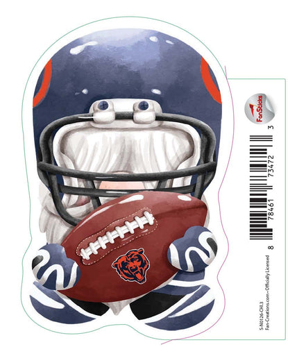 Fan Creations Decal Chicago Bears 3in Decal Gnome with Football