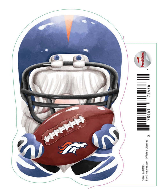 Fan Creations Decal Denver Broncos 3in Decal Gnome with Football