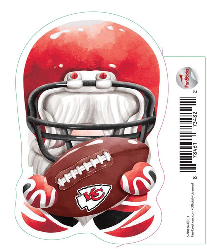 Fan Creations Decal Kansas City Chiefs 3in Decal Gnome with Football