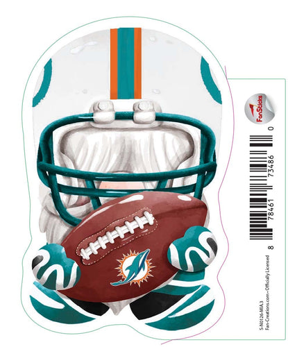 Fan Creations Decal Miami Dolphins 3in Decal Gnome with Football