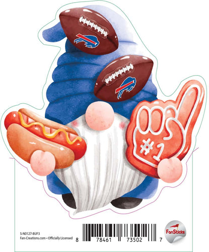 Fan Creations Decal Buffalo Bills 3in Decal Gnome with Hotdog