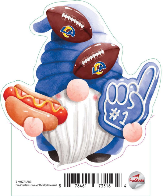 Fan Creations Decal Los Angeles Rams 3in Decal Gnome with Hotdog