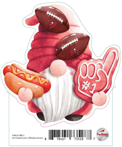 Fan Creations Decal Tampa Bay Buccaneers 3in Decal - Gnome with Hotdog