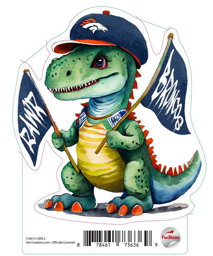 Fan Creations Decal Denver Broncos 3in Decal T-Rex Fan