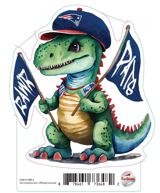 Fan Creations Decal New England Patriots 3in Decal T-Rex Fan