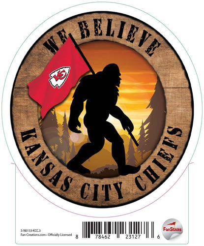 Fan Creations Decal Kansas City Chiefs 3in Decal We Believe Bigfoot Circle