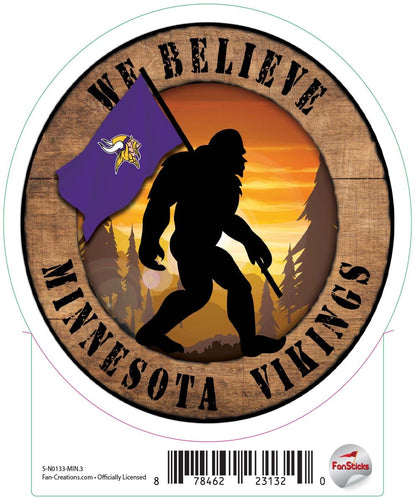 Fan Creations Decal Minnesota Vikings 3in Decal We Believe Bigfoot Circle