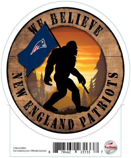 Fan Creations Decal New England Patriots 3in Decal We Believe Bigfoot Circle