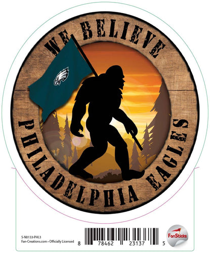 Fan Creations Decal Philadelphia Eagles 3in Decal We Believe Bigfoot Circle