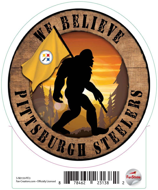 Fan Creations Decal Pittsburgh Steelers 3in Decal  We Believe Bigfoot Circle