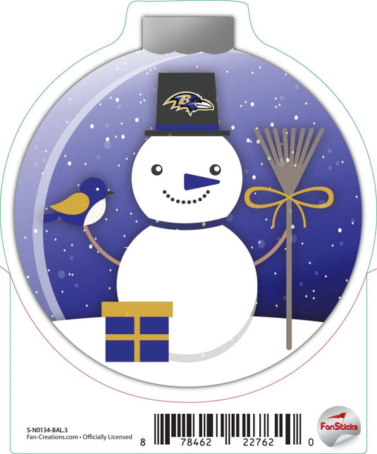 Fan Creations Decal Baltimore Ravens 3in Decal Snowman Ornament