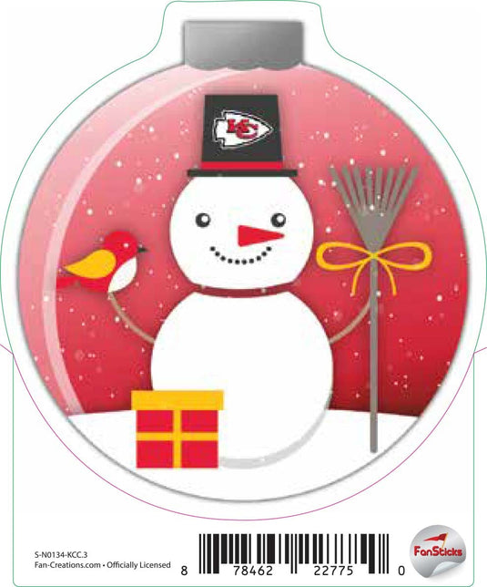 Fan Creations Decal Kansas City Chiefs 3in Decal Snowman Ornament