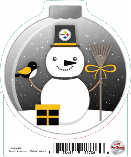 Fan Creations Decal Pittsburgh Steelers 3in Decal  Snowman Ornament