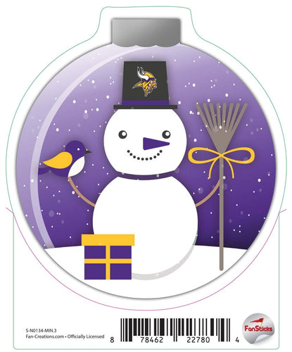 Fan Creations Decal Minnesota Vikings 3in Decal Snowman Ornament