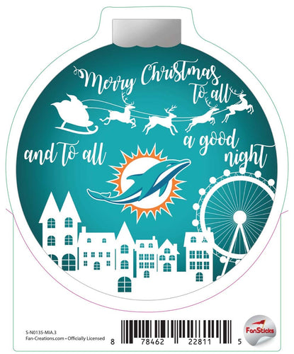 Fan Creations Decal Miami Dolphins 3in Decal Town Ornament