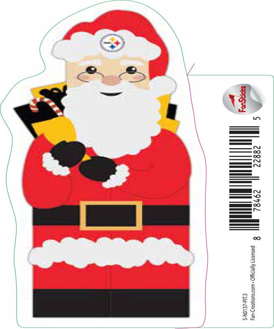 Fan Creations Decal Pittsburgh Steelers 3in Decal  Santa