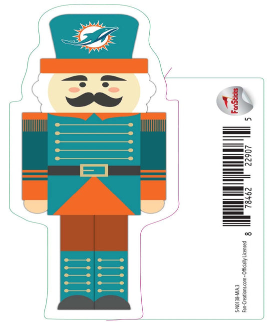 Fan Creations Decal Miami Dolphins 3in Decal Nutcracker