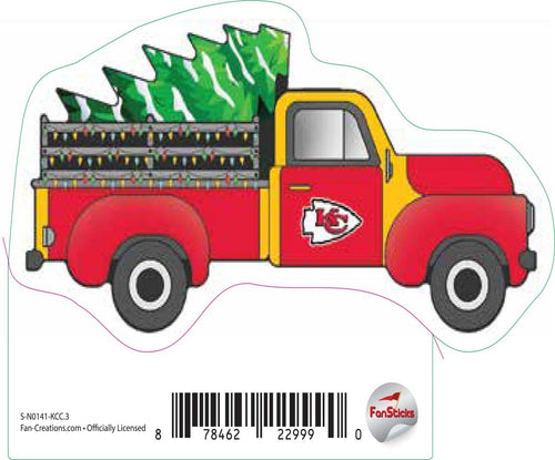 Fan Creations Decal Kansas City Chiefs Truck with 3in Decal Truck with Christmas Tree