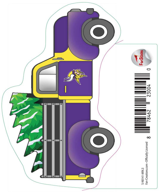 Fan Creations Decal Minnesota Vikings Truck with 3in Decal Truck with Christmas Tree