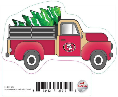 Fan Creations Decal San Francisco 49ers 3in Decal - Truck with Christmas Tree